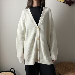 jenni kayne cashmere cocoon oversized cardigan sweater in ivory cream